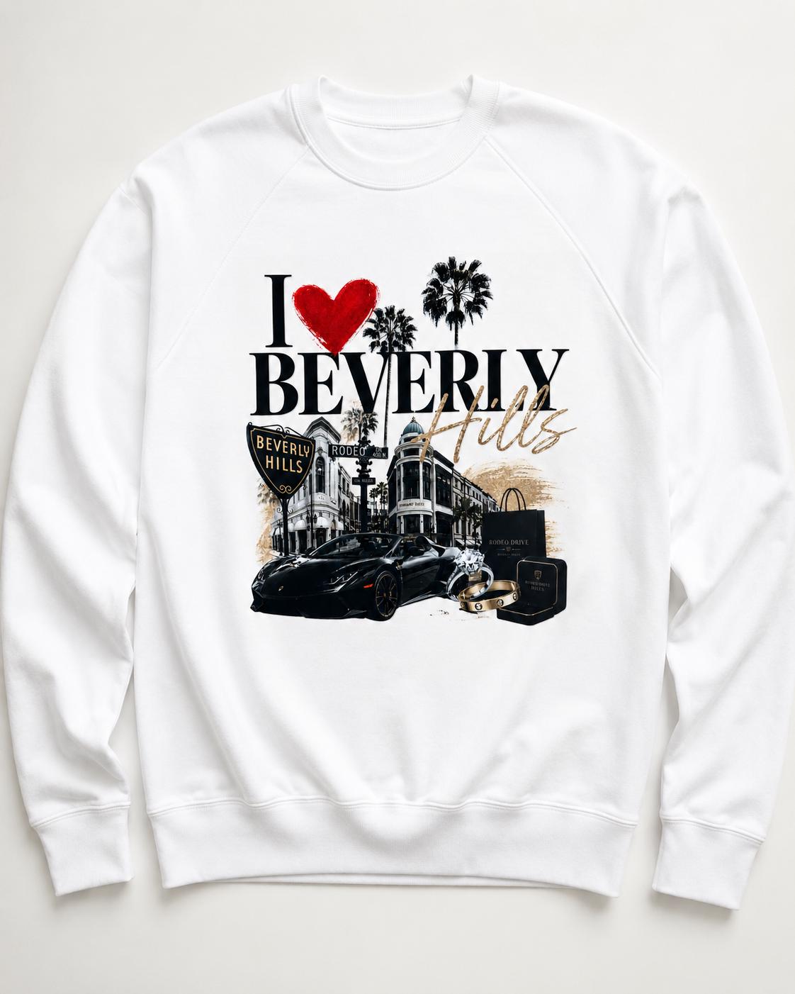 I Love Beverly Hills Heat Transfer Decal – Rodeo Drive Luxury California Graphic – Apparel & Tote Transfer