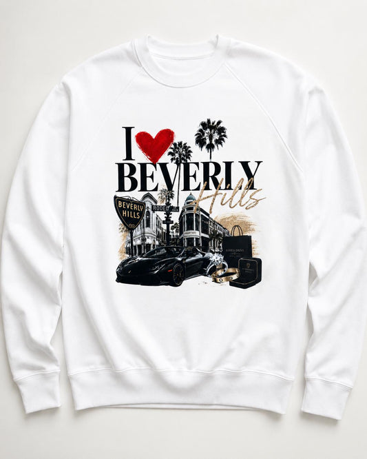 I Love Beverly Hills Heat Transfer Decal – Rodeo Drive Luxury California Graphic – Apparel & Tote Transfer