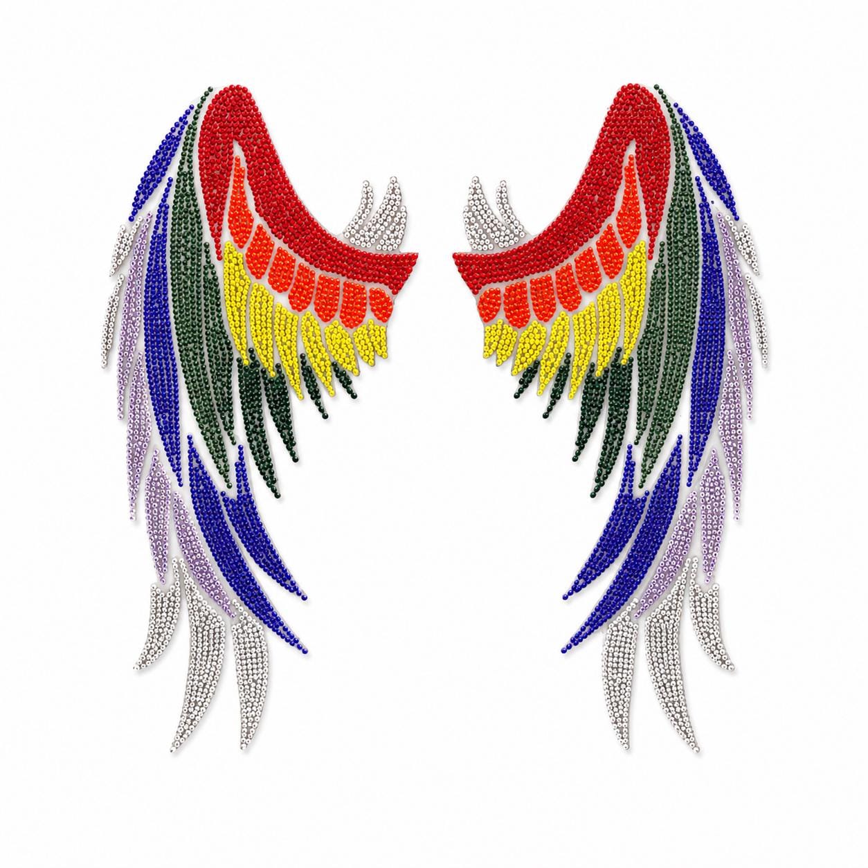 Rhinestone Angel Wing Iron-On Decal | Crystal Hot Fix Bling Transfer for DIY Fashion