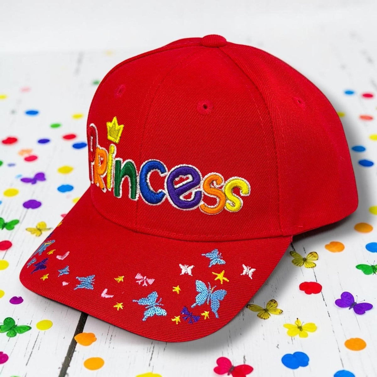 Floral Princess Baseball Cap | Embroidered Crown Toddler Youth Girls Hat