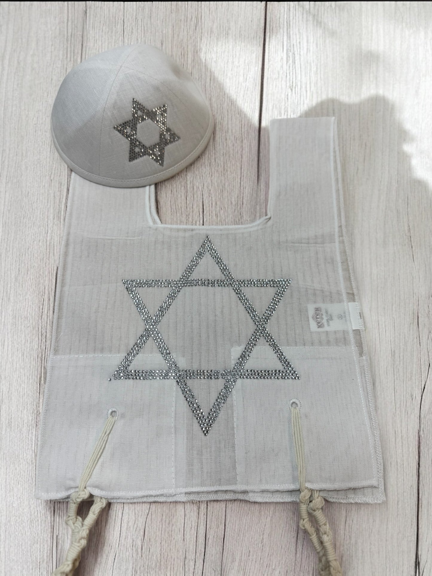 Kids cotton Tzizit with matching kippah