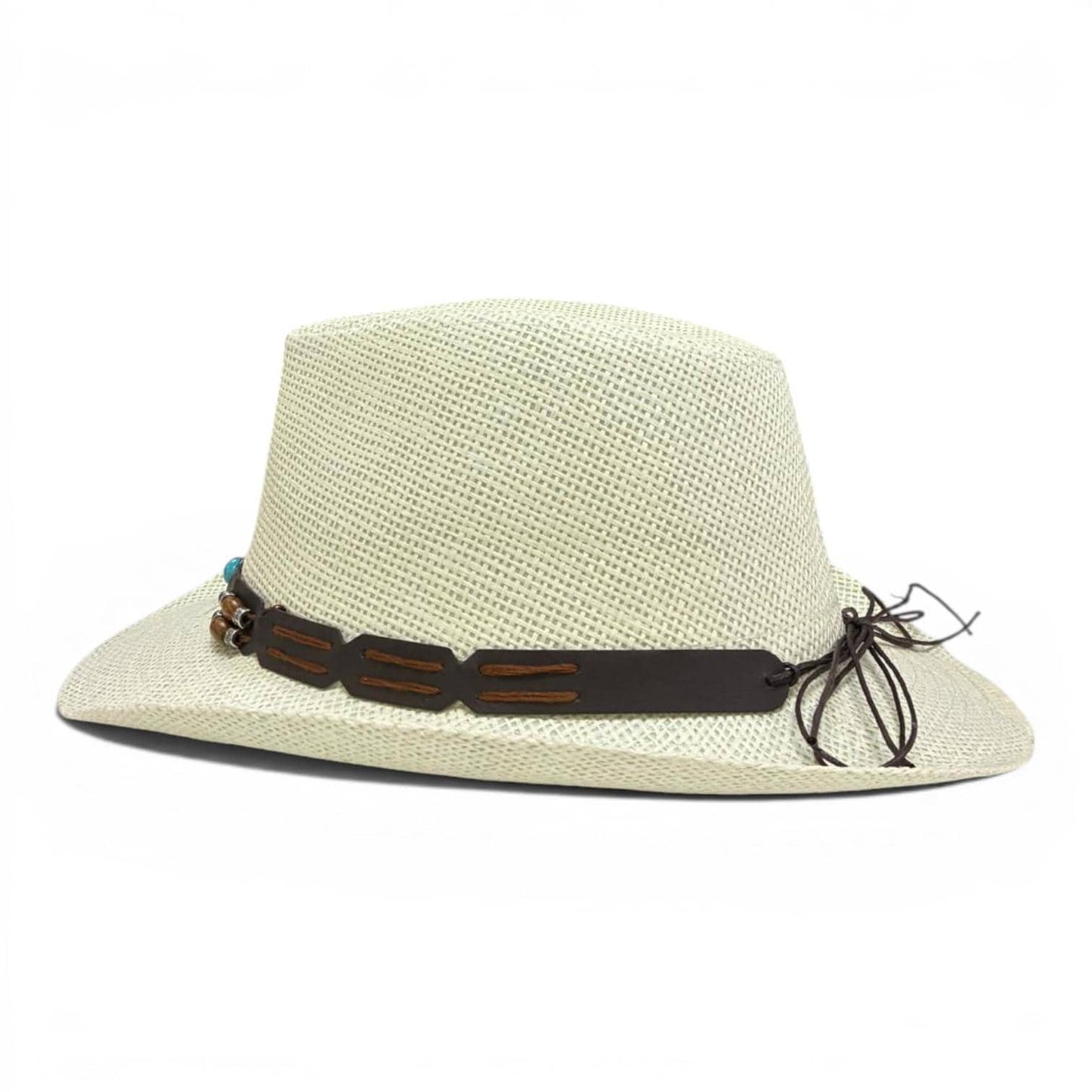 White Straw Cowboy Hat | Turquoise Concho Western Band, Beach Style