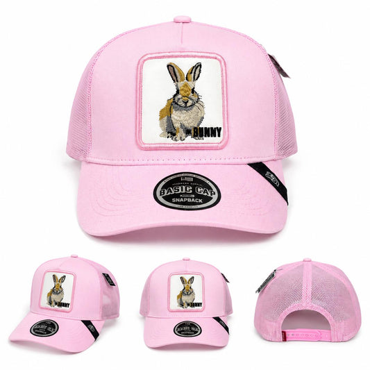Pink Embroidered Bunny Trucker Hat | Chapeau by Jess Snapback Cap