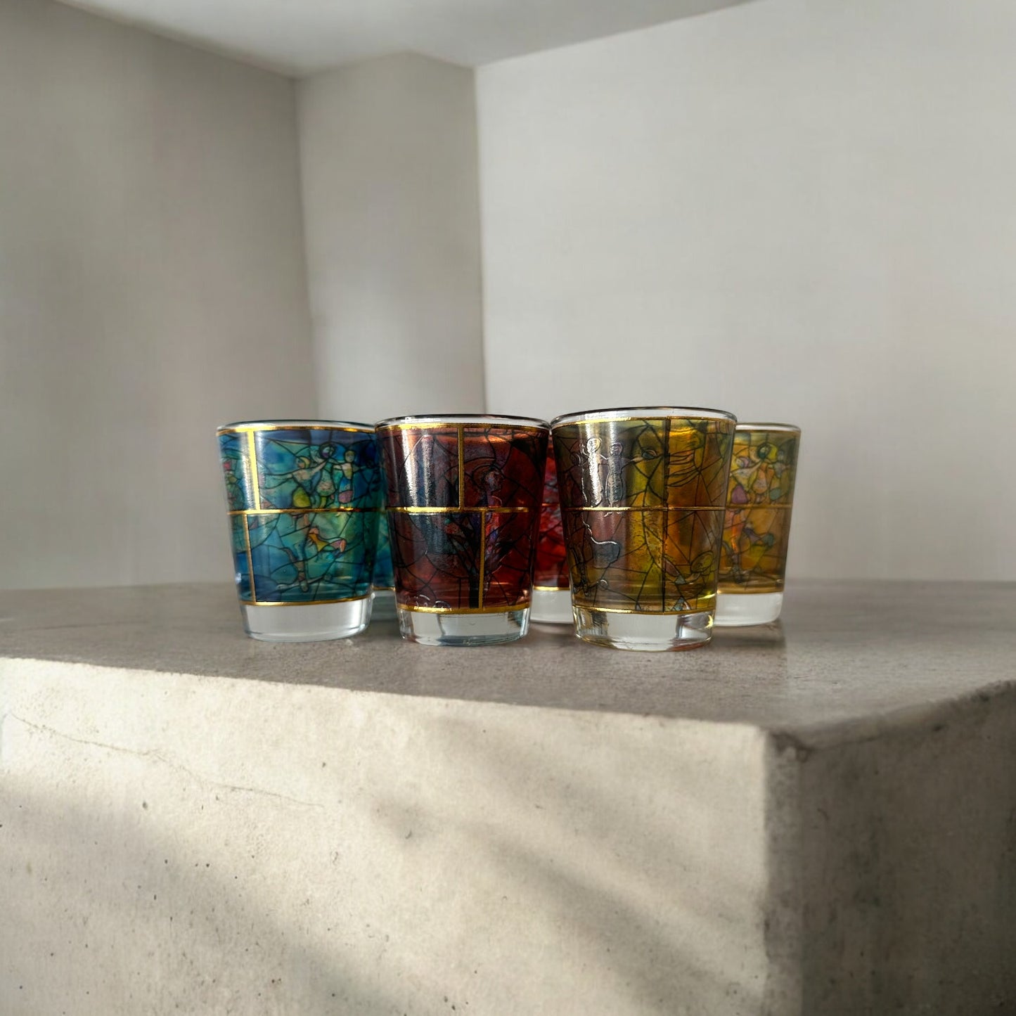 "Marc Chagall Inspired 2.5” Tall Artistic Shot Glass Set - Set of 6"