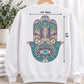 Rhinestone Hamsa Hand Heat Transfer | Evil Eye Crystal Applique (9.5"x12")