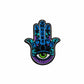 Hamsa Hand Evil Eye Embroidered Patch – Colorful Blue Purple Music Iron On Patch, Protective Eye Applique for Jackets Bags Backpacks