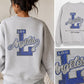 Los Angeles Rhinestone Iron-On Decal | Blue & Silver Crystal Heat Press Transfer | Bling LA Applique