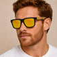 Unisex Square Bamboo Sunglasses – Wooden Arm Fashion Shades for Men and Women