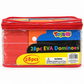 28-piece colorful EVA foam dominoes set in a clear red zippered storage case
