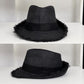 Woven Fedora Hat | Frayed Brim, Black Band, Unisex Summer Sun Hat