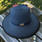 Wide Brim Straw Sun Hat with Decorative Bow – Foldable Raffia Beach Hat