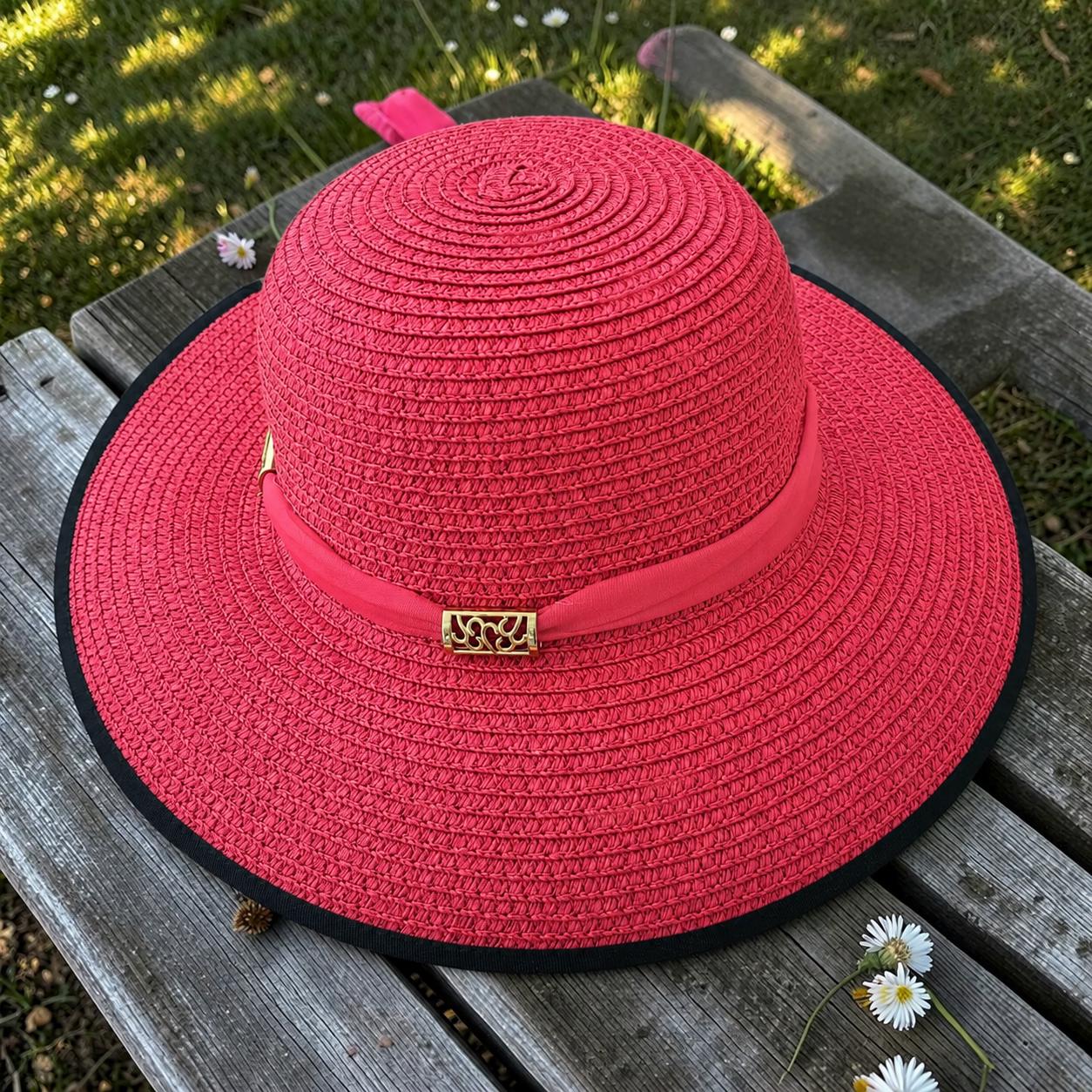 Wide Brim Straw Sun Hat – Floppy Raffia Beach Hat with Bow
