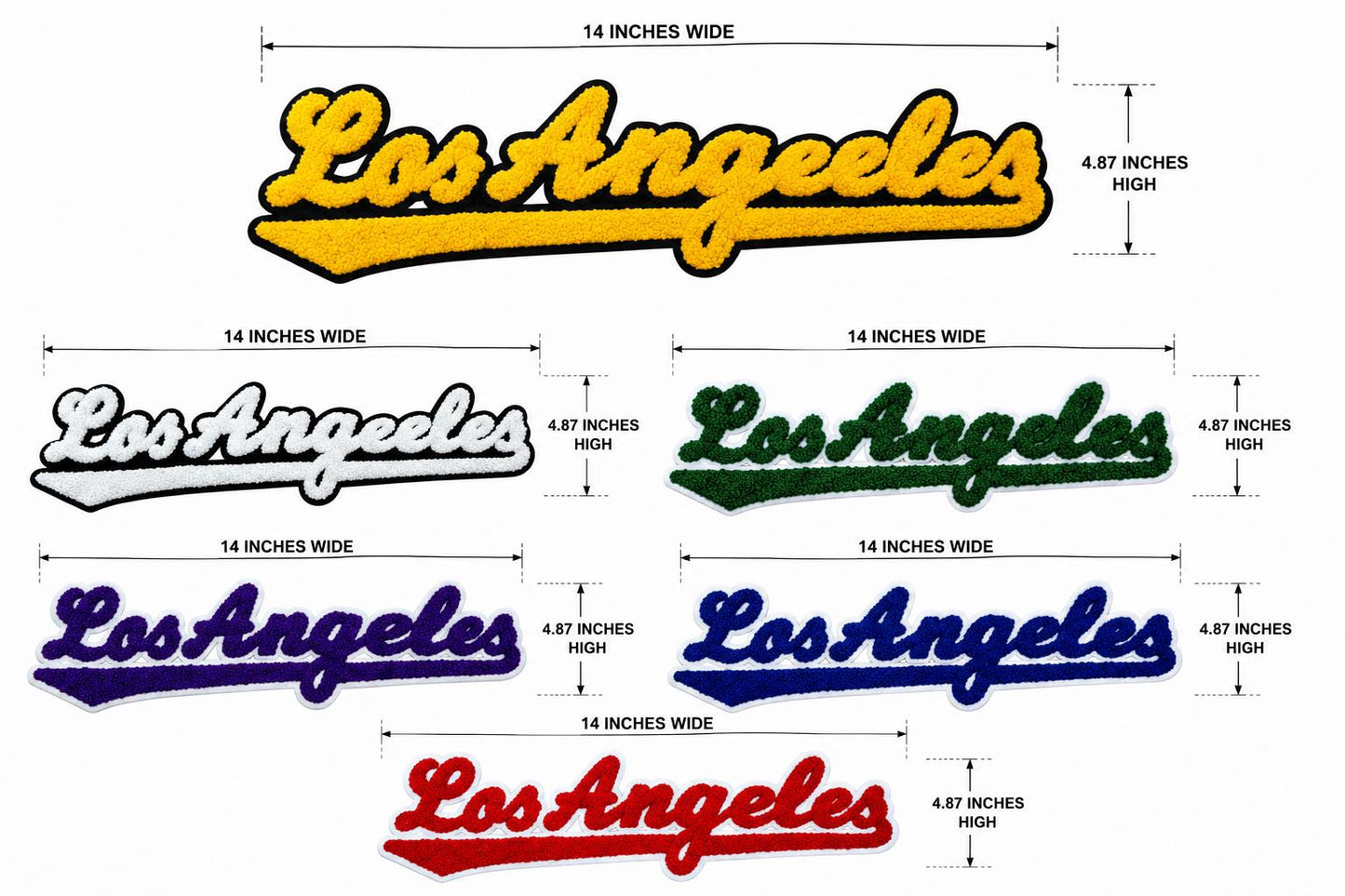 Los Angeles Chenille Varsity Patch – Script Iron-On Applique for Apparel