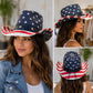 American Flag Cowboy Hat | Stars Stripes Western Straw Rodeo Hat