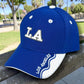 Kids Los Angeles Embroidered Snapback Cap | Youth Baseball Hat, Purple Yellow