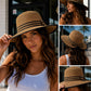 Women's Wide Brim Straw Sun Hat with Back Bow – Foldable UV Protection Beach Hat