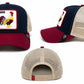 Rooster "COCK" Embroidered Trucker Hat | Navy & Burgundy Mesh Snapback Cap | Adjustable Unisex Baseball Hat