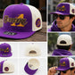 Vintage LA Hustlers Snapback Hat, Embroidered Basketball Cap, Purple Gold Streetwear