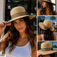 Women's Wide Brim Straw Sun Hat with Back Bow – Foldable UV Protection Beach Hat