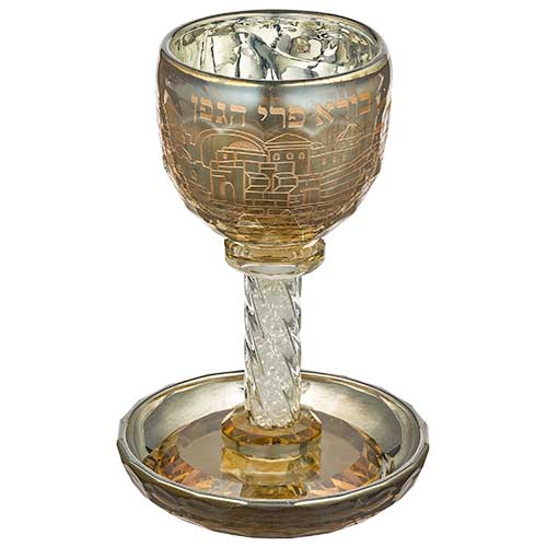 Crystal Kiddush Cup 16 cm - jerusalem gold