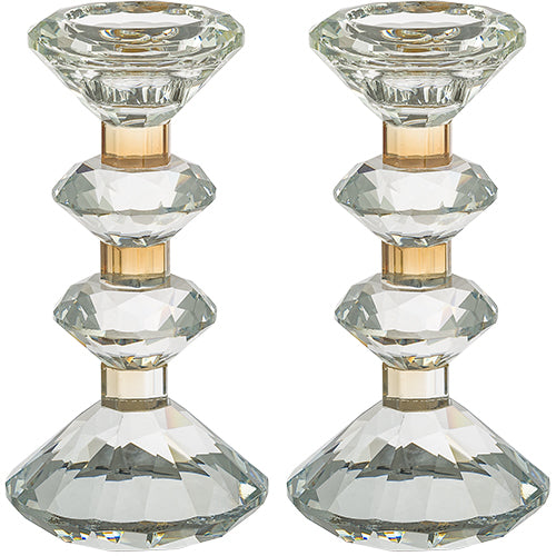 Pair of Crystal Elegant Candlesticks 15.5 cm