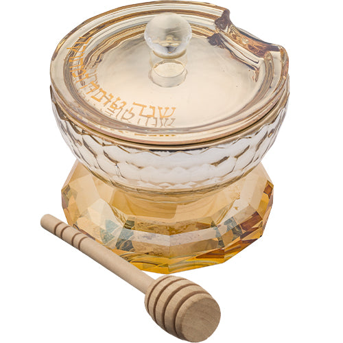 Elegant Crystal Honey Jar for Rosh Hashanah