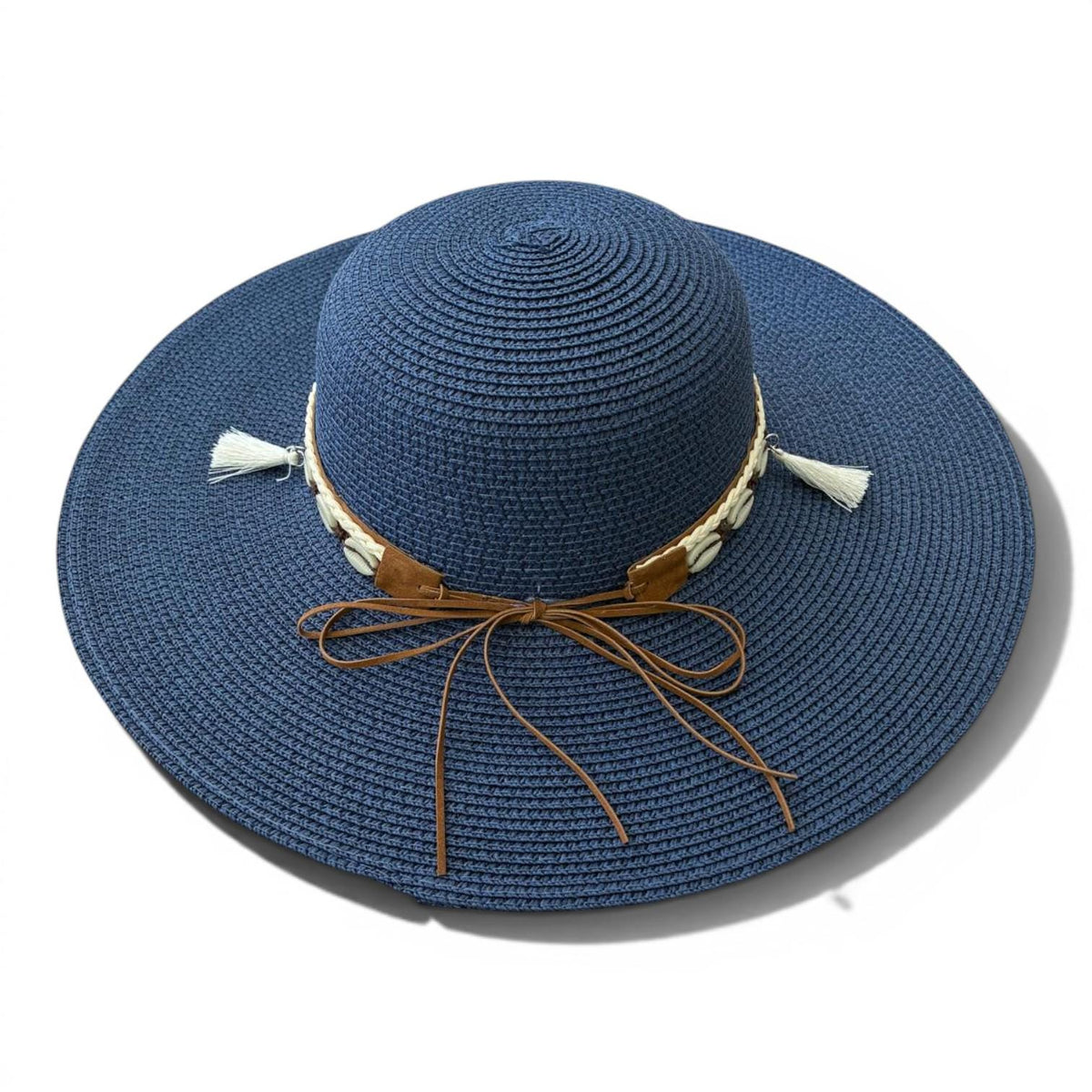 Boho Wide Brim Sun Hat with Shell Tassels | Beach Straw Vacation Accessory