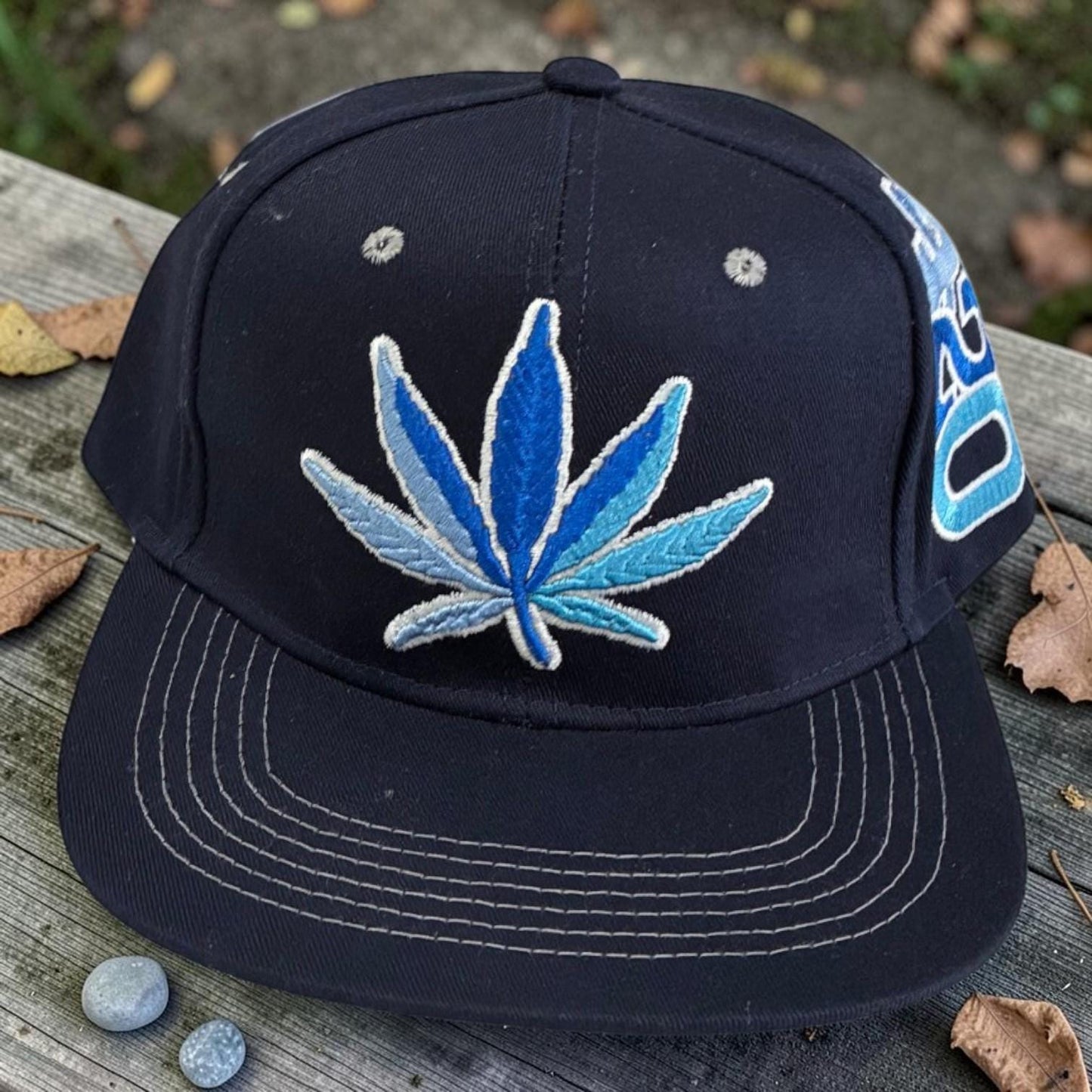 Cannabis Leaf 3D Embroidered Snapback Hat, Weed Leaf Flat Bill Cap, Marijuana Streetwear Hat, Adjustable Hip Hop Hat, Unisex Graphic Cap