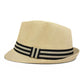 Natural Straw Fedora Hat | Unisex Summer Trilby with Black Stripe Band