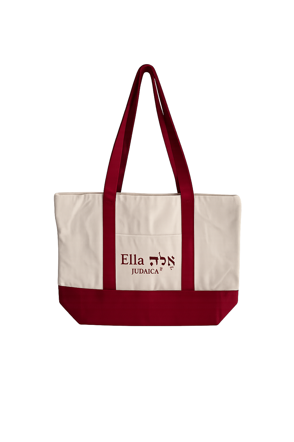 Ella Judaica Premium Canvas Tote Bag – 18” x 13” Reusable Shoulder Bag with Front Pocket