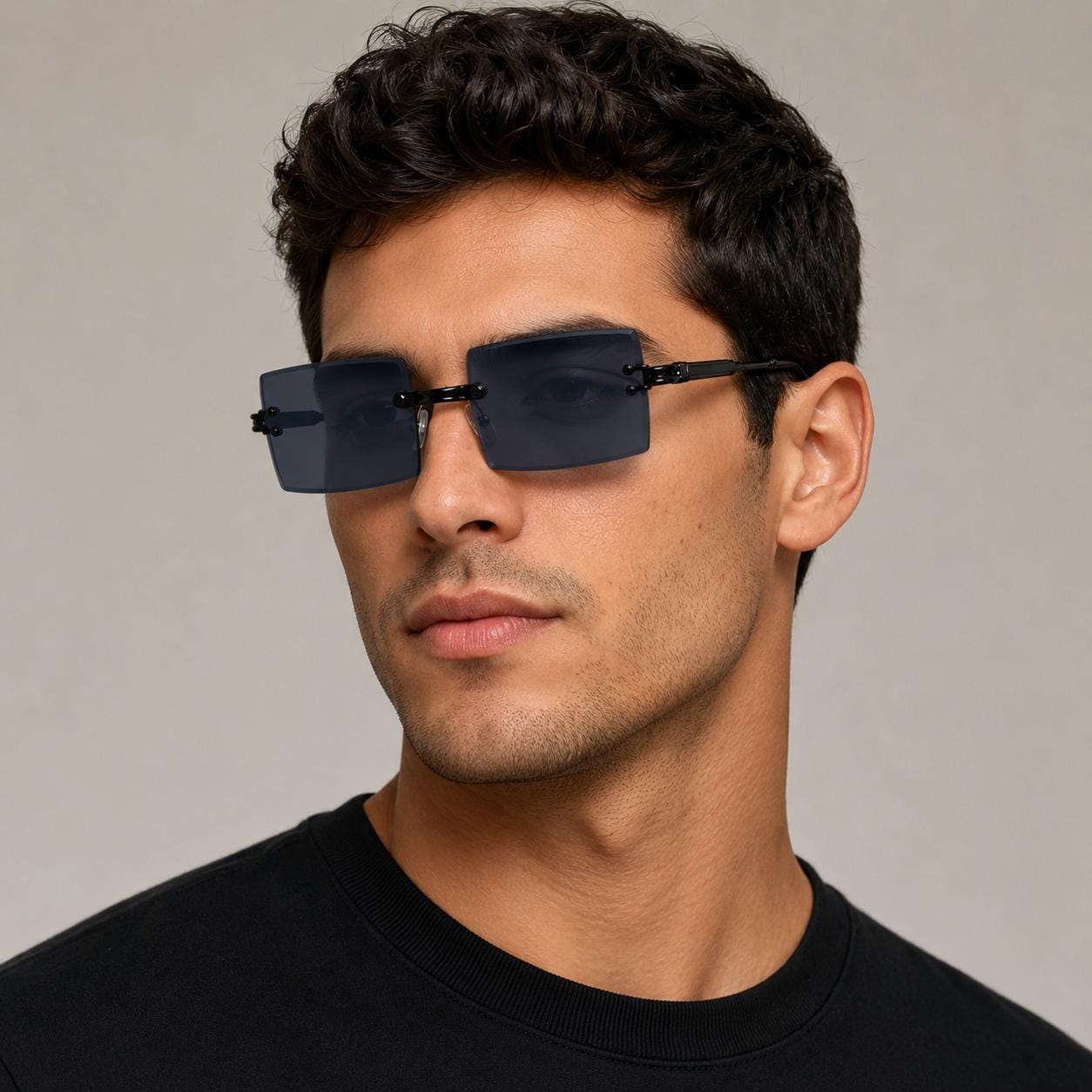 Retro Rimless Rectangle Sunglasses | Y2K Frameless Fashion Shades (UV400)