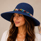 Women's Wide Brim Straw Sun Hat | Multicolor Chain, Floral Scarf Tie, UV Protection