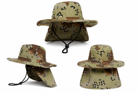 Wide Brim Boonie Hat with Neck Flap | UPF 50+ Sun Protection, Adjustable Chin Strap