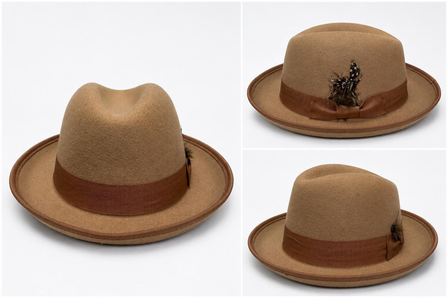 Luxury Wool Fedora Hat with Feather Accent | Wide Brim Unisex Dress Hat