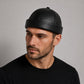 Unisex Leather-Look Brimless Docker Hat – Adjustable Rolled-Cuff Cap in Black, Burgundy and Tan