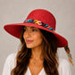 Women's Wide Brim Straw Sun Hat | Multicolor Chain, Floral Scarf Tie, UV Beach Protection