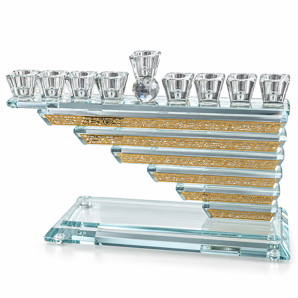 Crystal Menorah 22*30 cm Jerusalem plaque