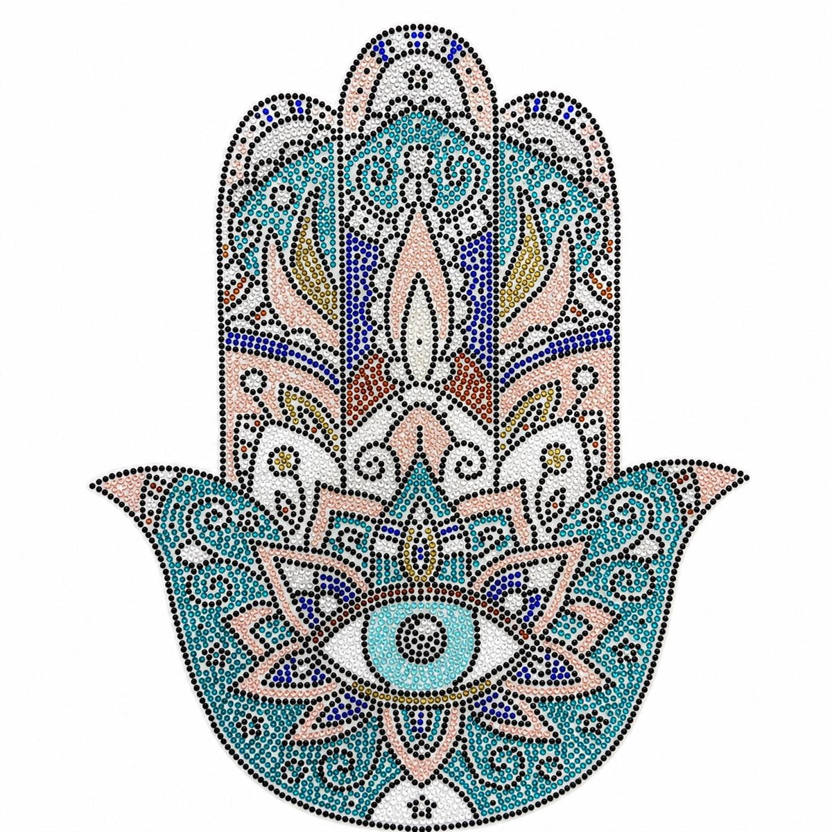Rhinestone Hamsa Hand Heat Transfer | Evil Eye Crystal Applique (9.5"x12")