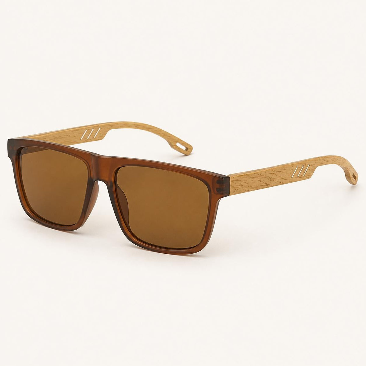 Unisex Square Bamboo Sunglasses – Wooden Arm Fashion Shades for Men and Women