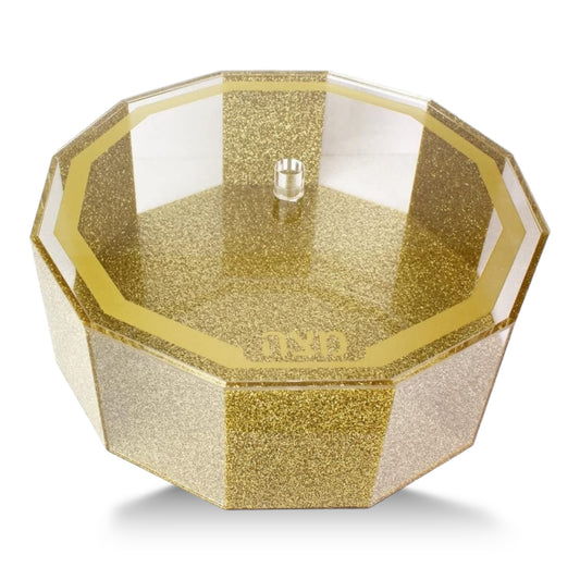 Acrylic Matzah Box With Lid Hexagon Holder Lucite gold