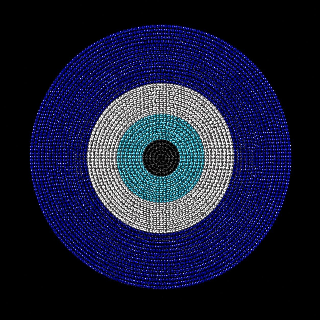 Blue Evil Eye Rhinestone Heat Transfer | Iron-On Crystal Applique | Nazar Protection Bling Decal