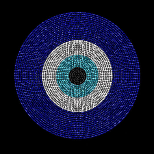 Blue Evil Eye Rhinestone Heat Transfer | Iron-On Crystal Applique | Nazar Protection Bling Decal
