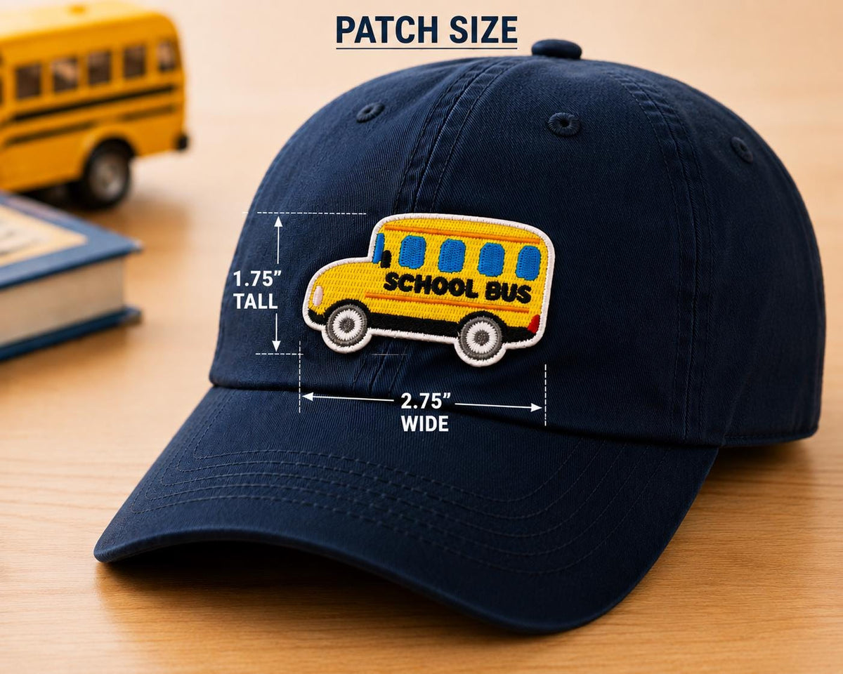 School Bus Embroidered Patch – Yellow Back to School Iron-On / Sew-On Applique