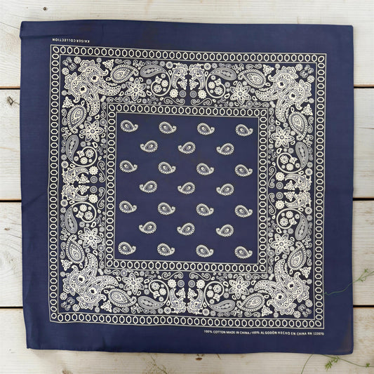 22x22 Cotton Paisley Bandana | Large Western Head Scarf, Neck Scarf