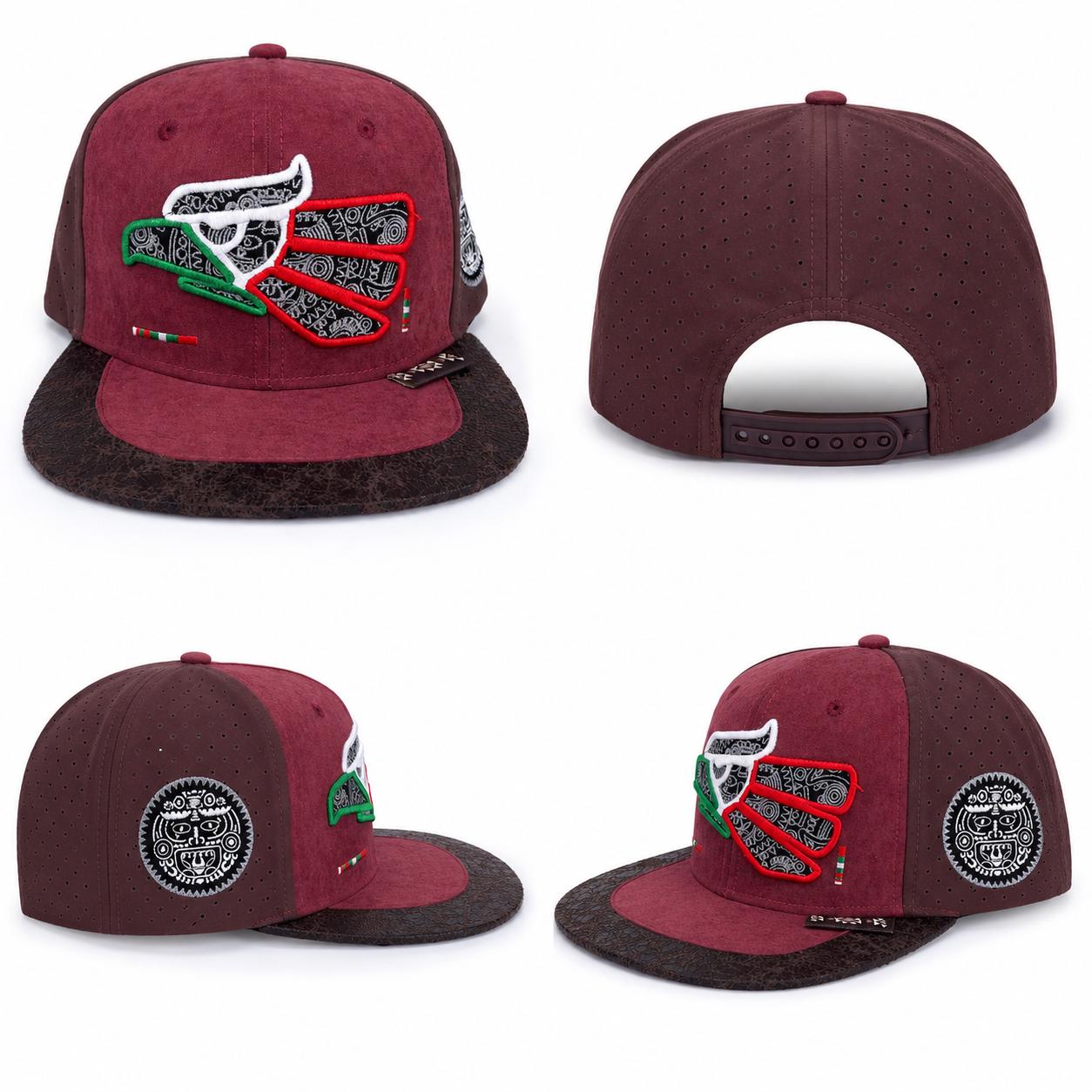 Mexican Heritage Embroidered Snapback Hat | Suede Performance Cap, Aztec Patch