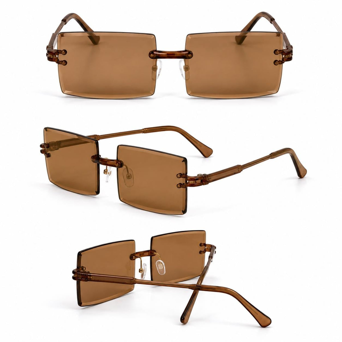 Retro Rimless Rectangle Sunglasses | Y2K Frameless Fashion Shades (UV400)