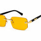Luxury Rimless Rectangle Sunglasses | Gold Metal Frame | UV400 Fashion Shades for Men & Women