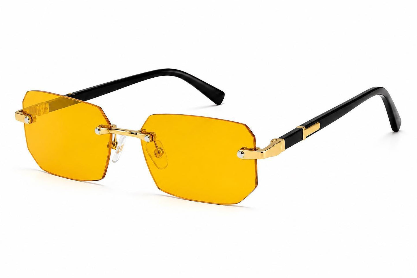 Luxury Rimless Rectangle Sunglasses | Gold Metal Frame | UV400 Fashion Shades for Men & Women