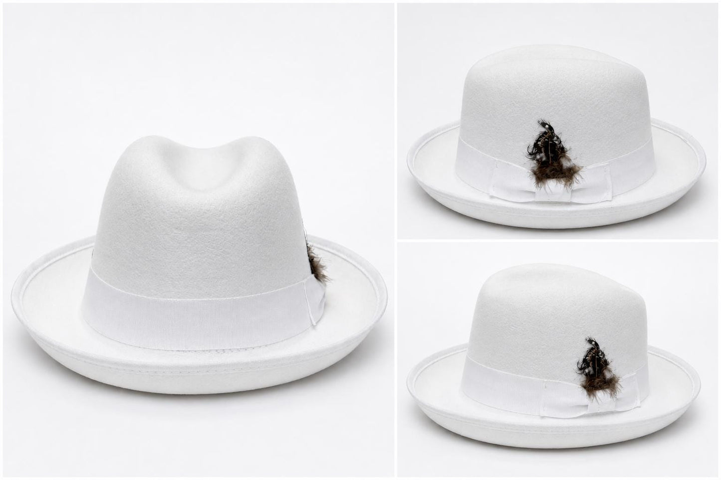 Luxury Wool Fedora Hat with Feather Accent | Wide Brim Unisex Dress Hat