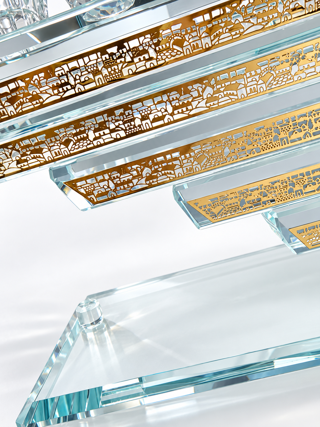 Crystal Menorah 22*30 cm Jerusalem plaque